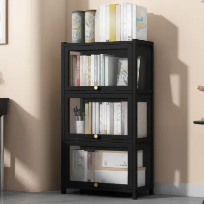 Modern Plexiglass Door Barrister Wood Bookcase Image - 7