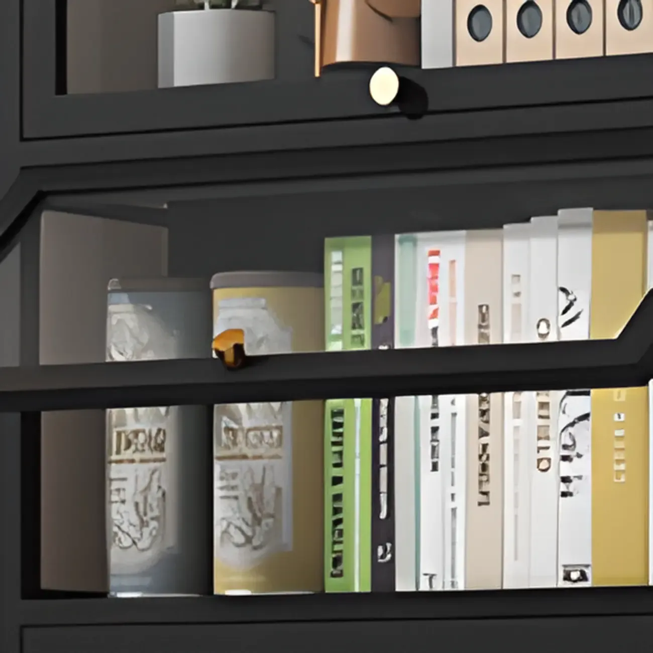 Modern Plexiglass Door Barrister Wood Bookcase Image - 13