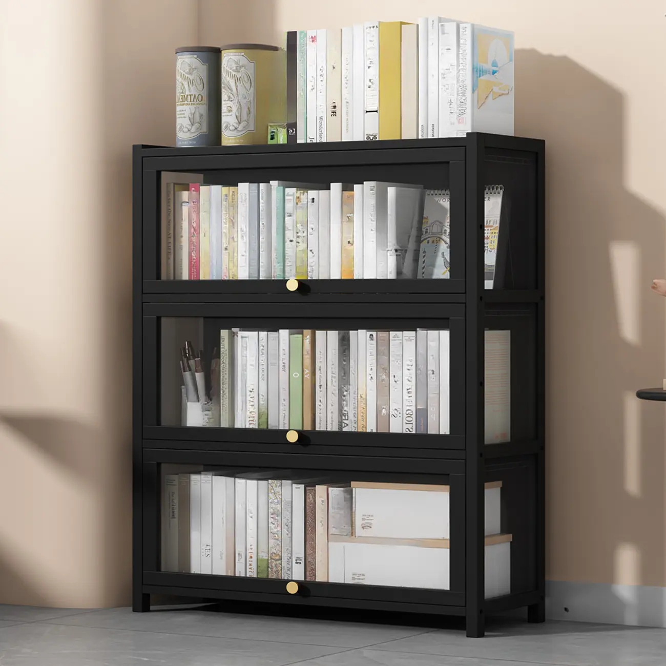 Modern Plexiglass Door Barrister Wood Bookcase Image - 8 | homeyfad