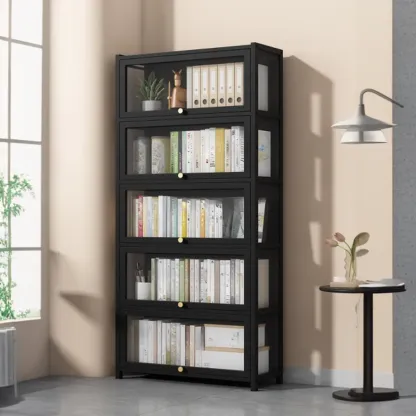 Modern Plexiglass Door Barrister Wood Bookcase Image - 10