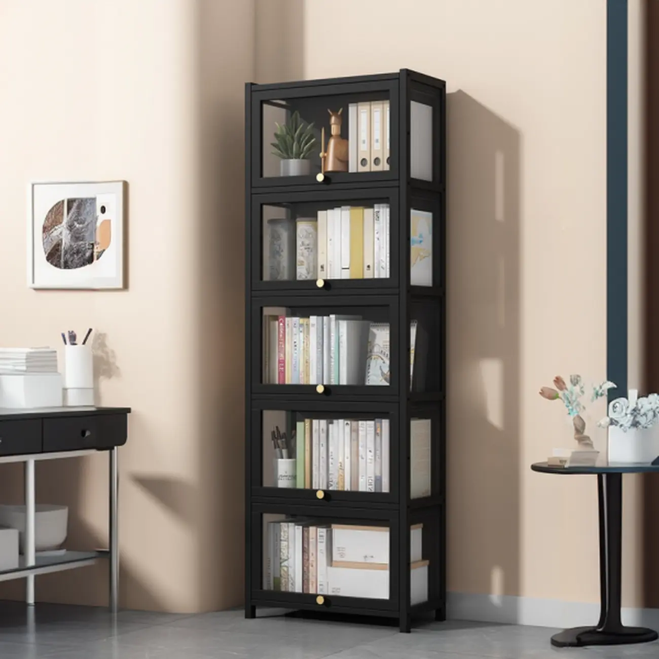 Modern Plexiglass Door Barrister Wood Bookcase Image - 12 | homeyfad