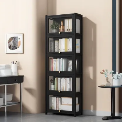 Modern Plexiglass Door Barrister Wood Bookcase Image - 12