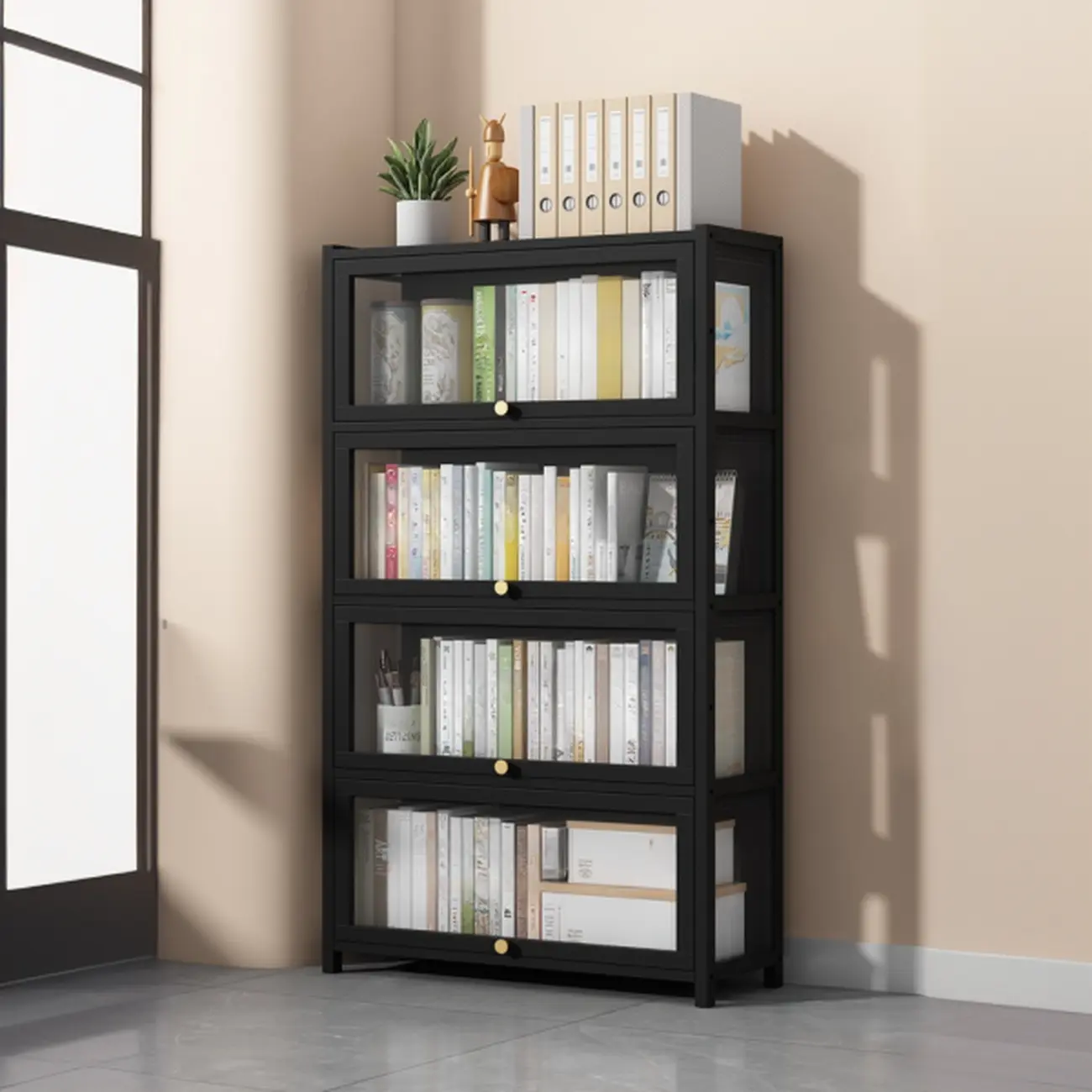 Modern Plexiglass Door Barrister Wood Bookcase Image - 9 | homeyfad