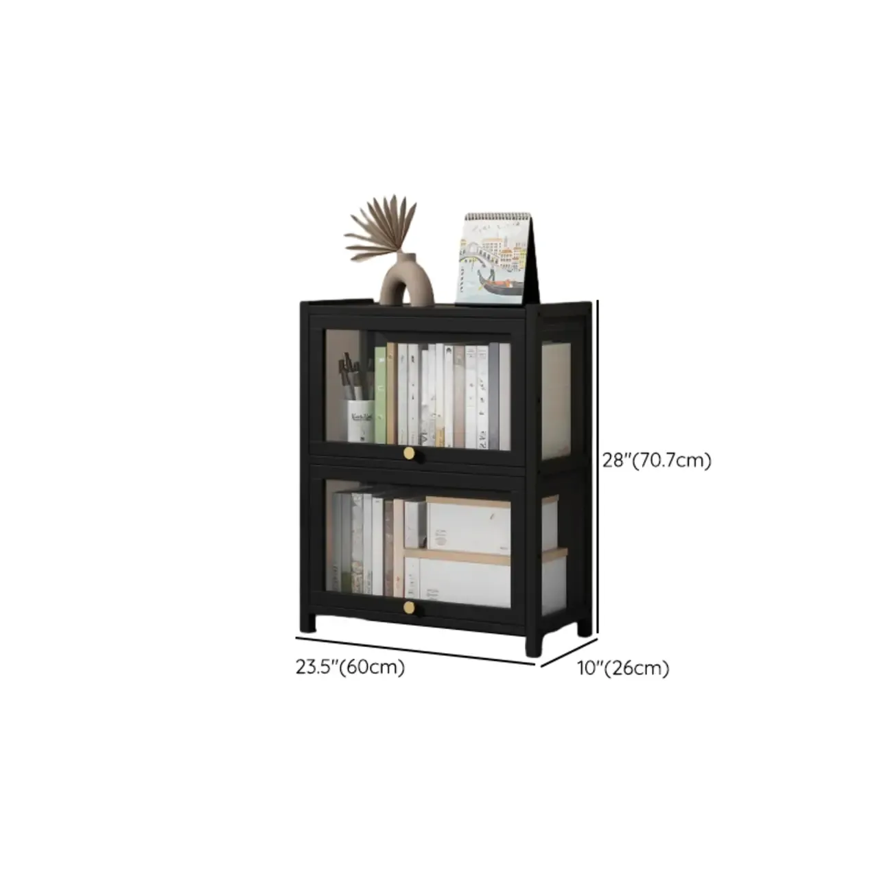 Modern Plexiglass Door Barrister Wood Bookcase Image - 19