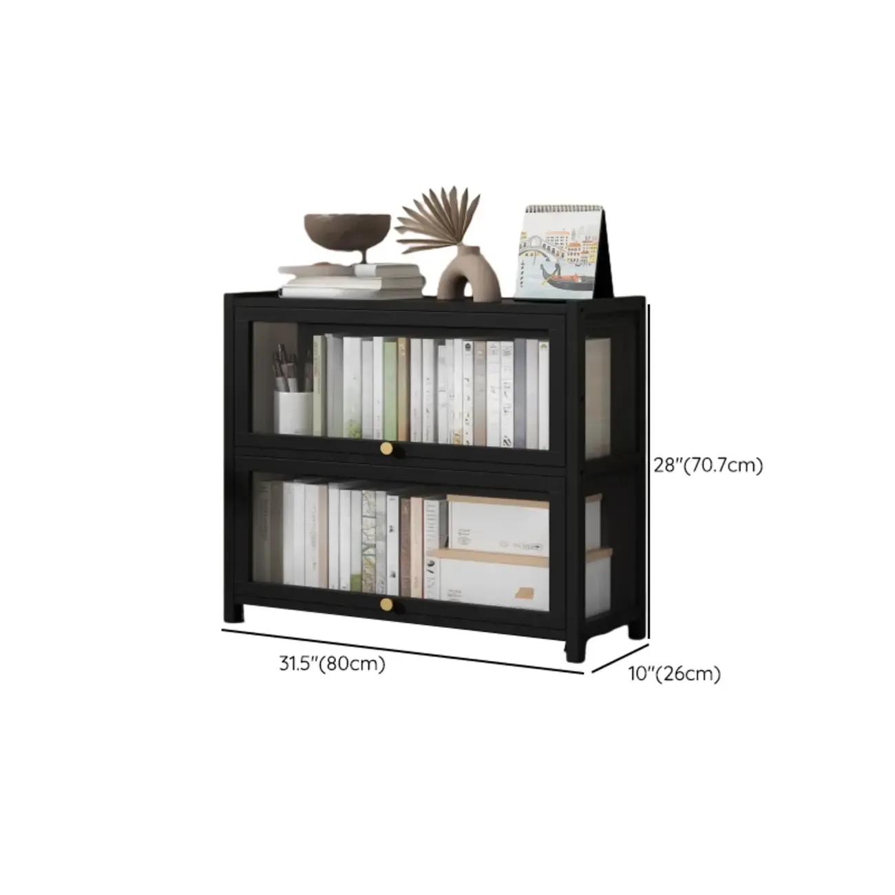 Modern Plexiglass Door Barrister Wood Bookcase Image - 20