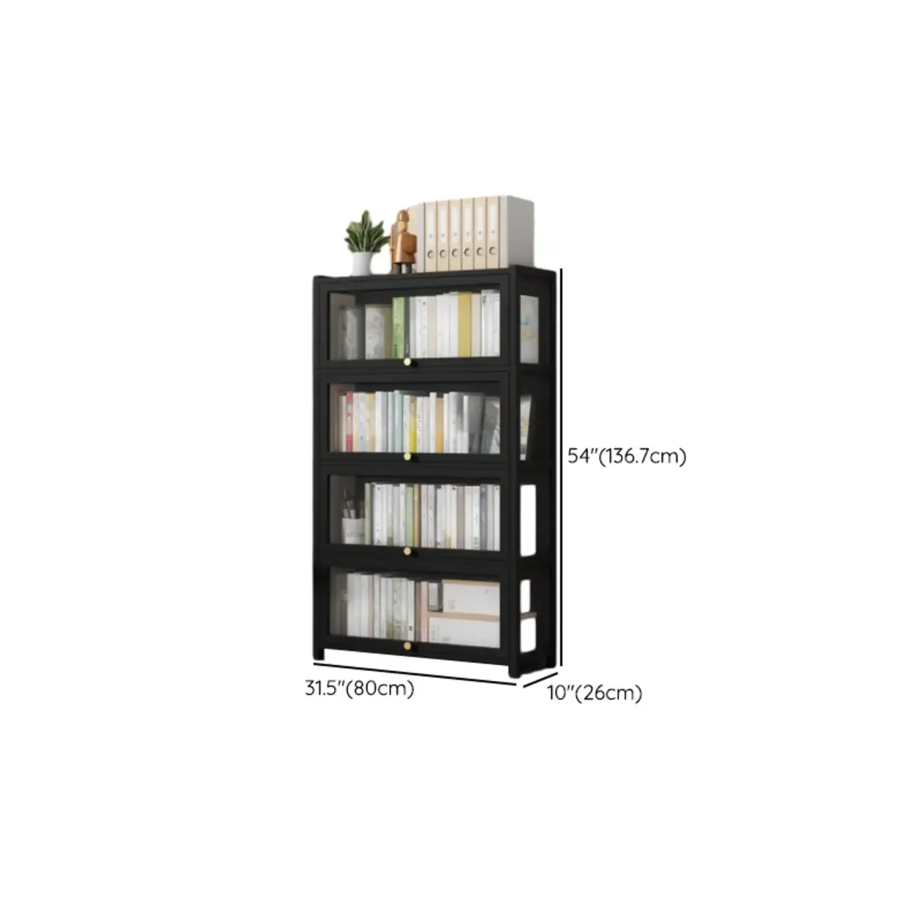 Modern Plexiglass Door Barrister Wood Bookcase Image - 24
