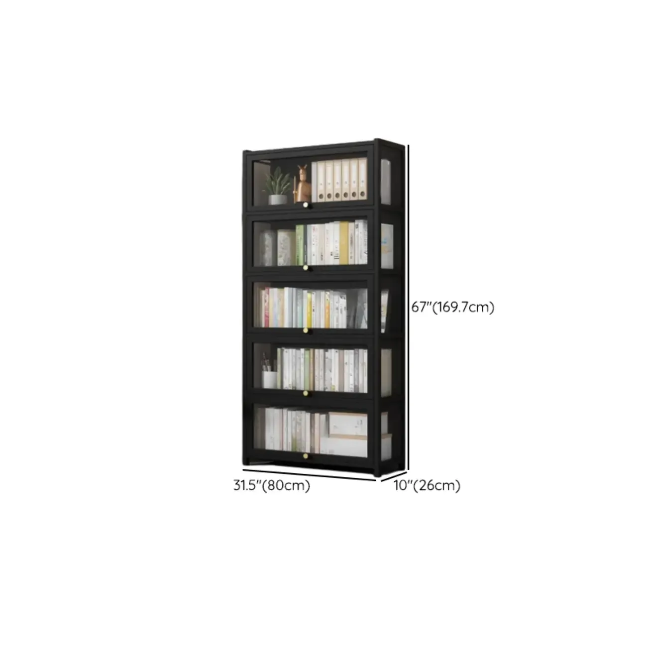 Modern Plexiglass Door Barrister Wood Bookcase Image - 26