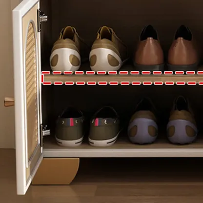 Cubic Wooden Upholstered Entryway Bench with Doors Image - 10