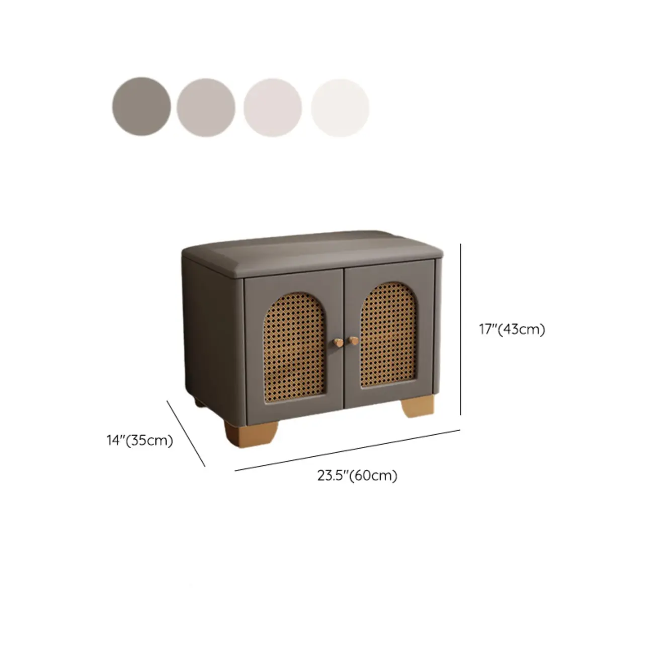 Cubic Wooden Upholstered Entryway Bench with Doors #size | homeyfad