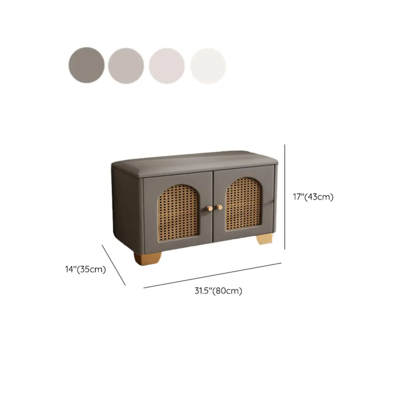 Cubic Wooden Upholstered Entryway Bench with Doors Image - 26