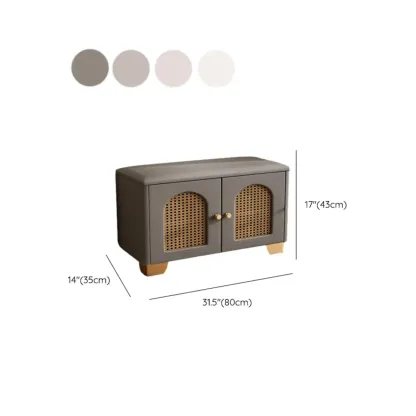 Cubic Wooden Upholstered Entryway Bench with Doors Image - 26