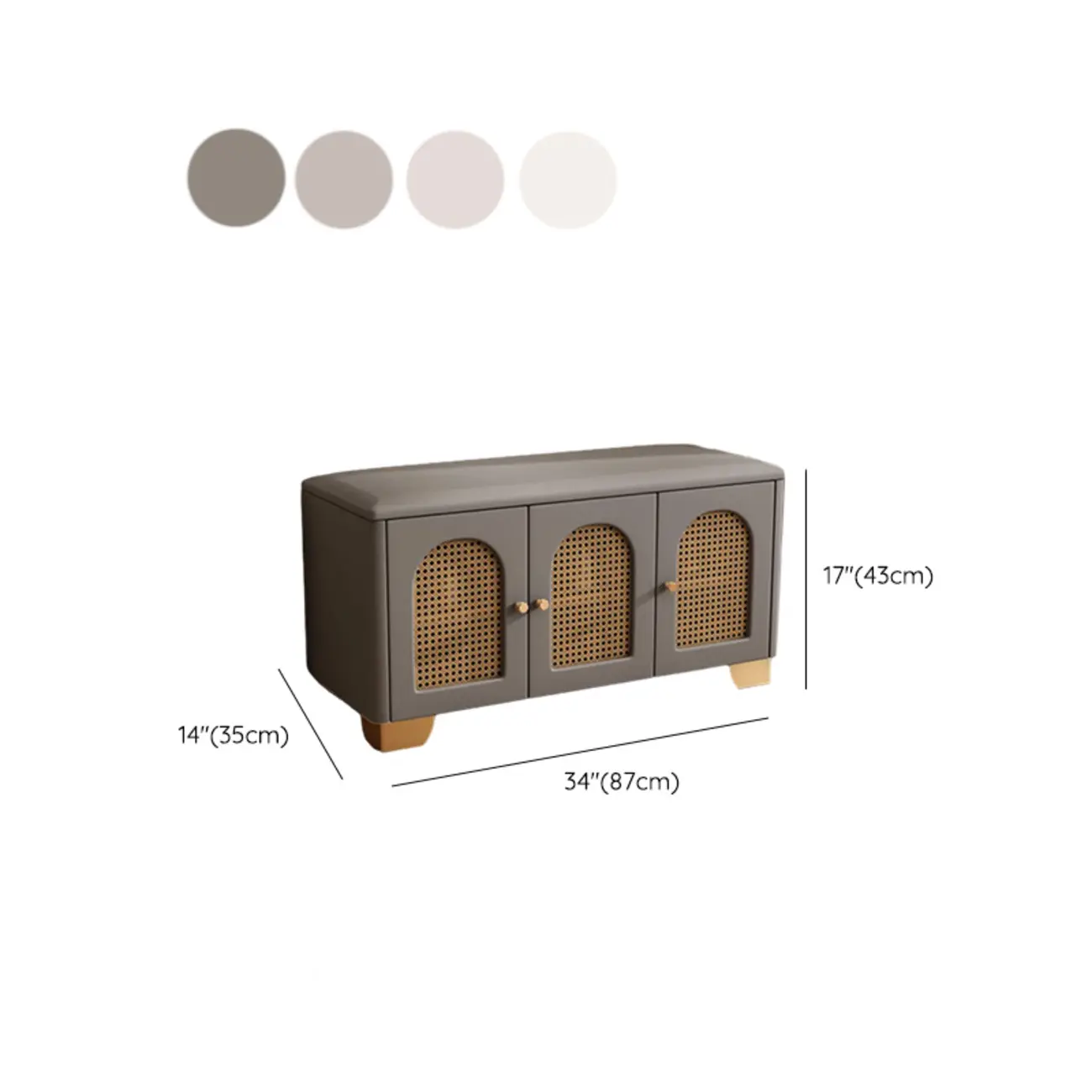 Cubic Wooden Upholstered Entryway Bench with Doors Image - 27 | homeyfad