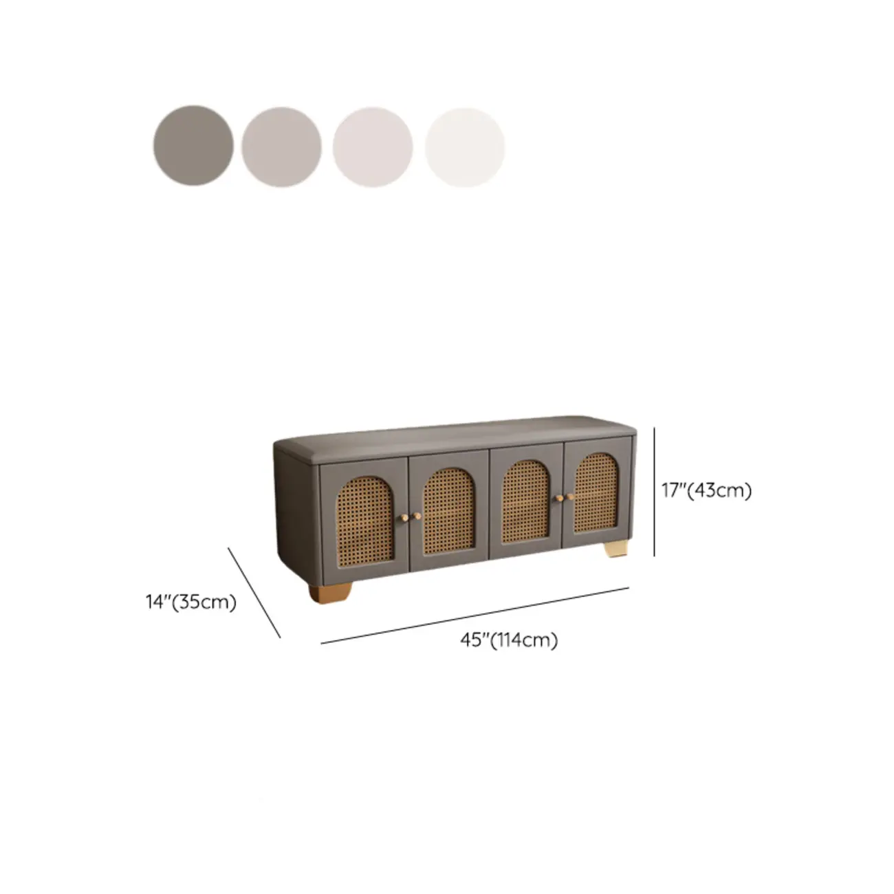 Cubic Wooden Upholstered Entryway Bench with Doors Image - 28 | homeyfad