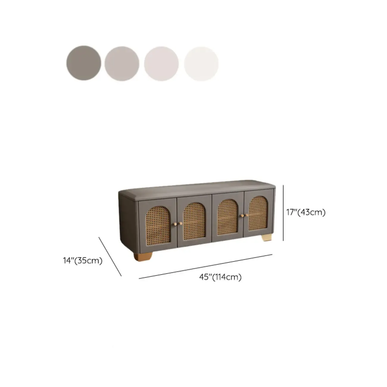 Cubic Wooden Upholstered Entryway Bench with Doors Image - 28