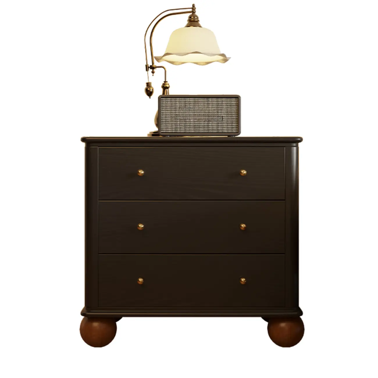 Black Wooden 3-Drawer Spacious Storage Bedroom Nightstand Image - 9 | homeyfad