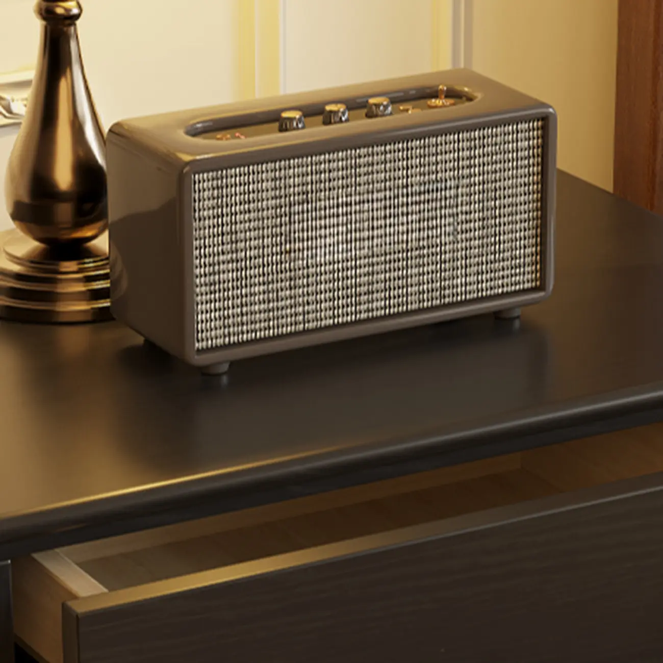 Black Wooden 3-Drawer Spacious Storage Bedroom Nightstand Image - 5 | homeyfad