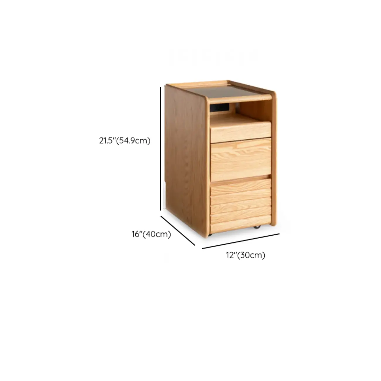 Natural Wooden Multi-Drawer Nightstand with Glass Top #size | homeyfad