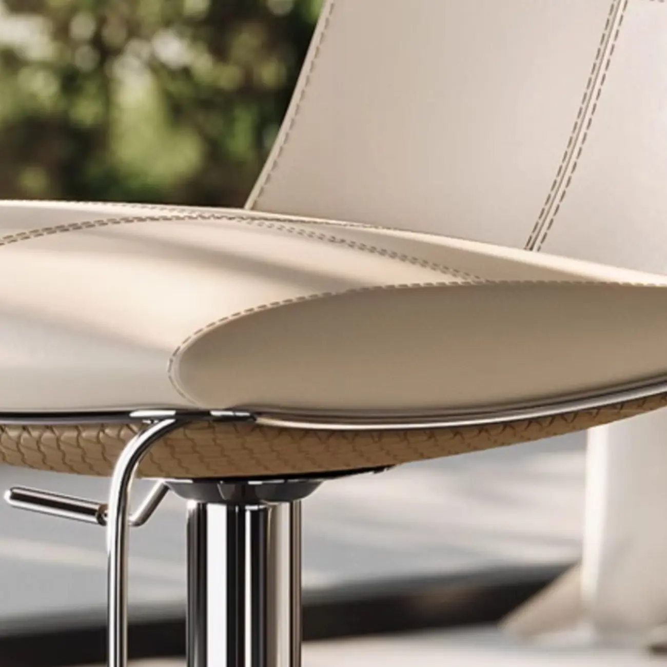 Glam Leather Upholstered Swivel Bar Stools with Back Image - 9 | homeyfad