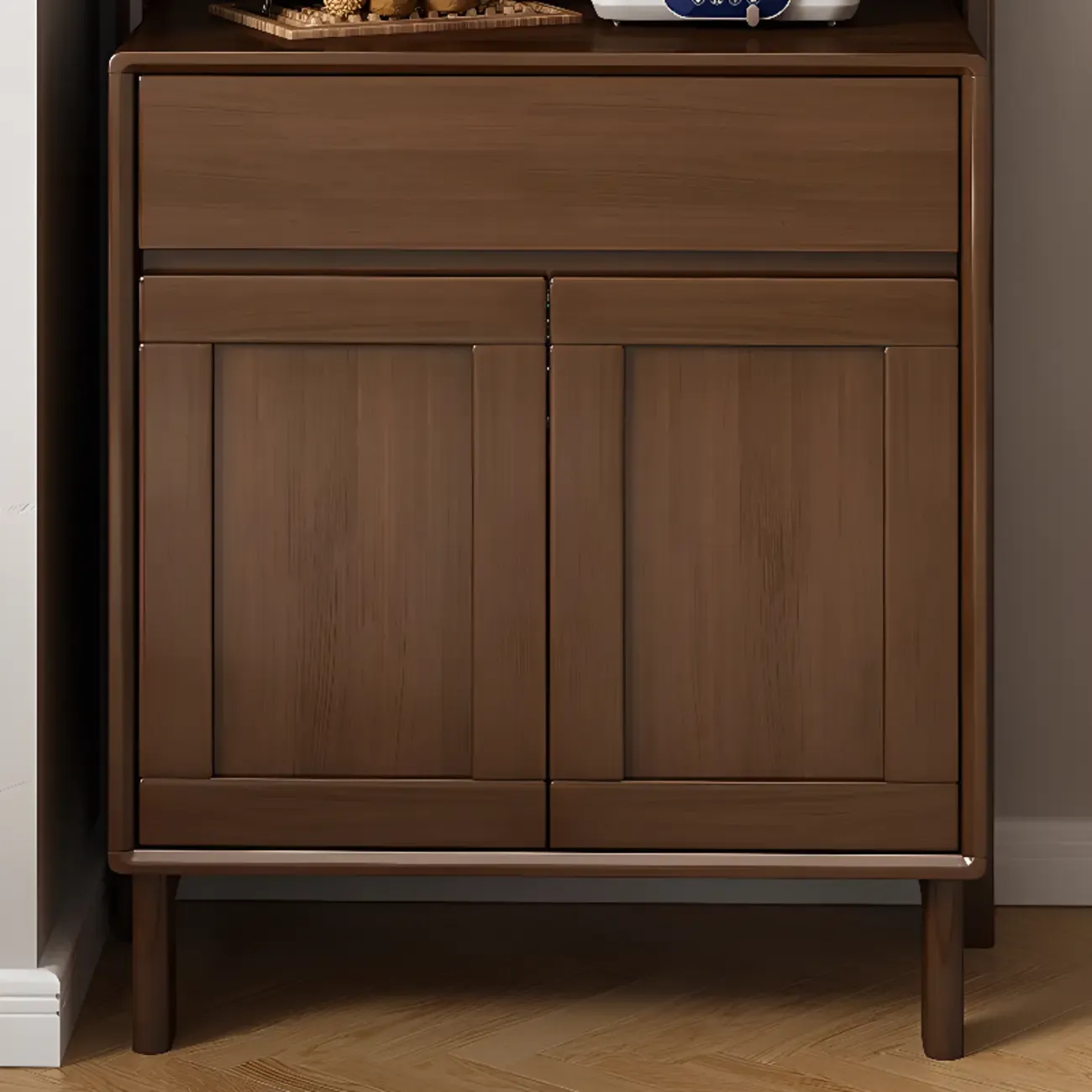 Multi-Functional Natural Wooden Nordic Sideboard with Hutch Image - 5