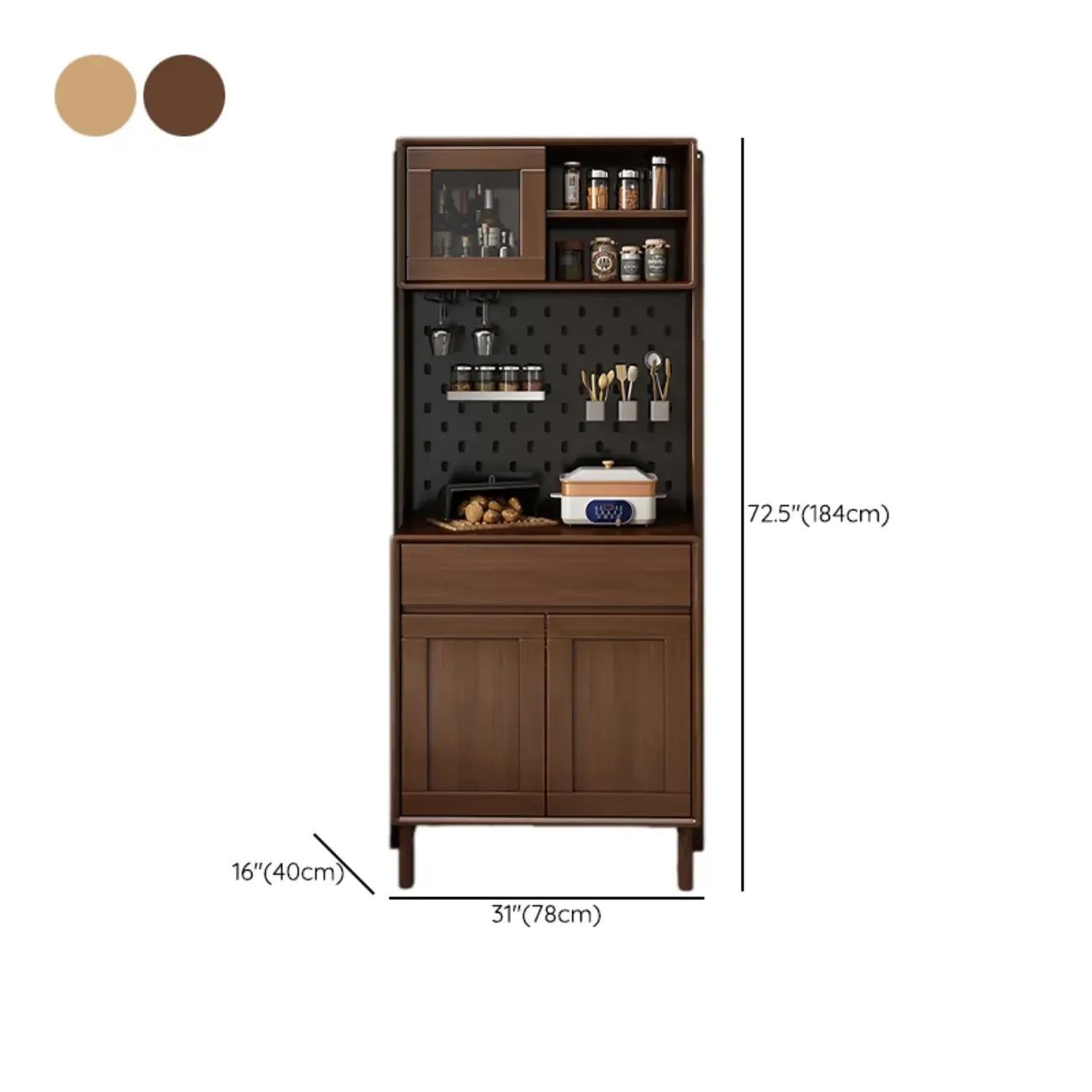 Multi-Functional Natural Wooden Nordic Sideboard with Hutch #size