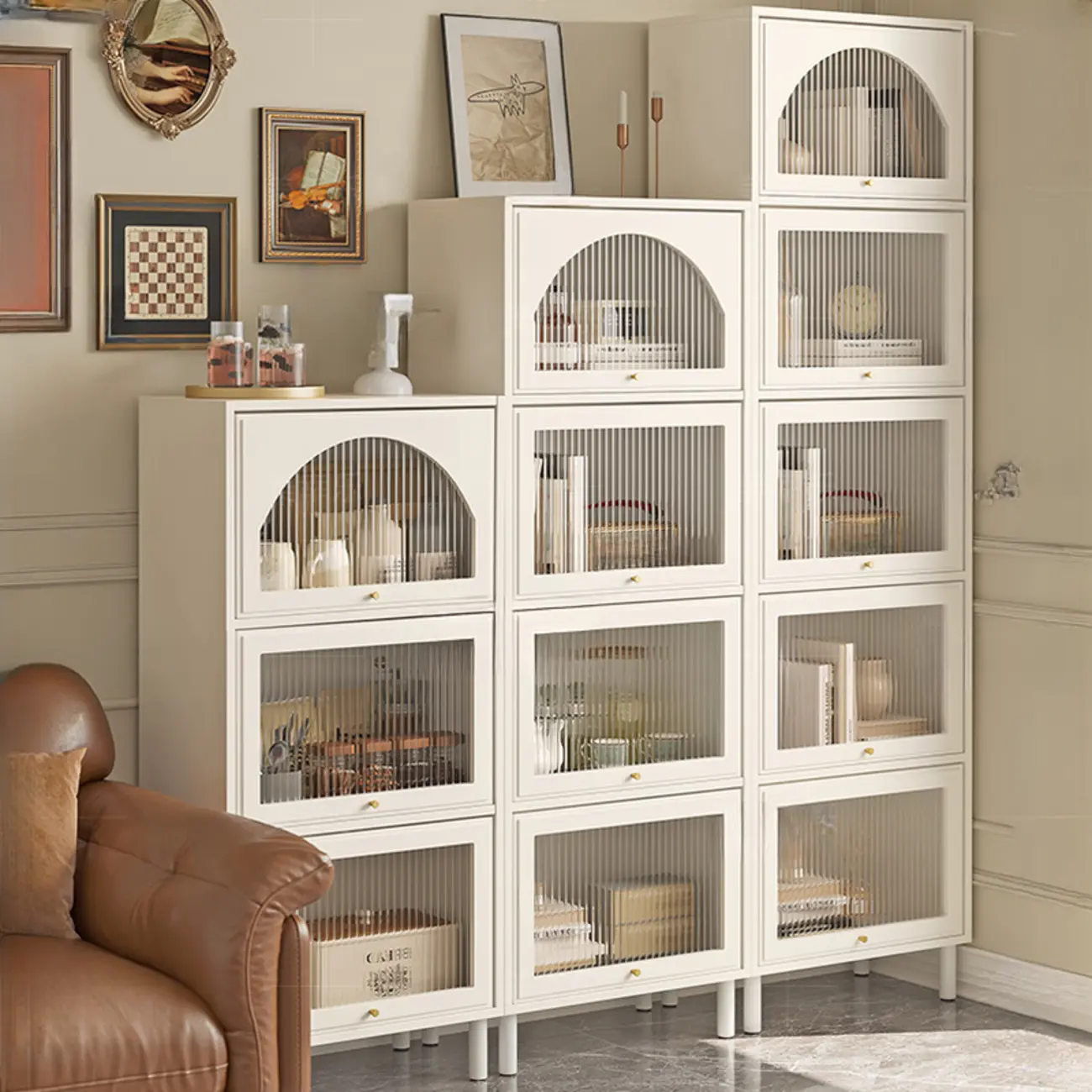 Flooring Accent Cabinet with Container Storage, Self-supporting Design Image - 1 | homeyfad