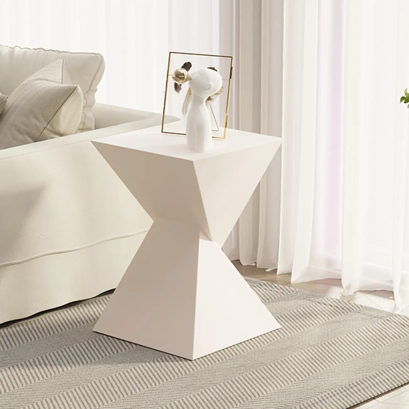 Living Room Black Iron Stone Twisted Side Table Image - 2 | homeyfad