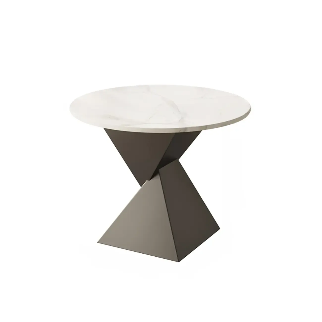 Living Room Black Iron Stone Twisted Side Table Image - 9