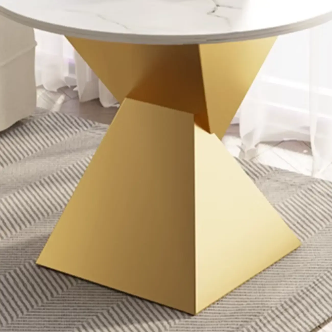 Living Room Black Iron Stone Twisted Side Table Image - 4