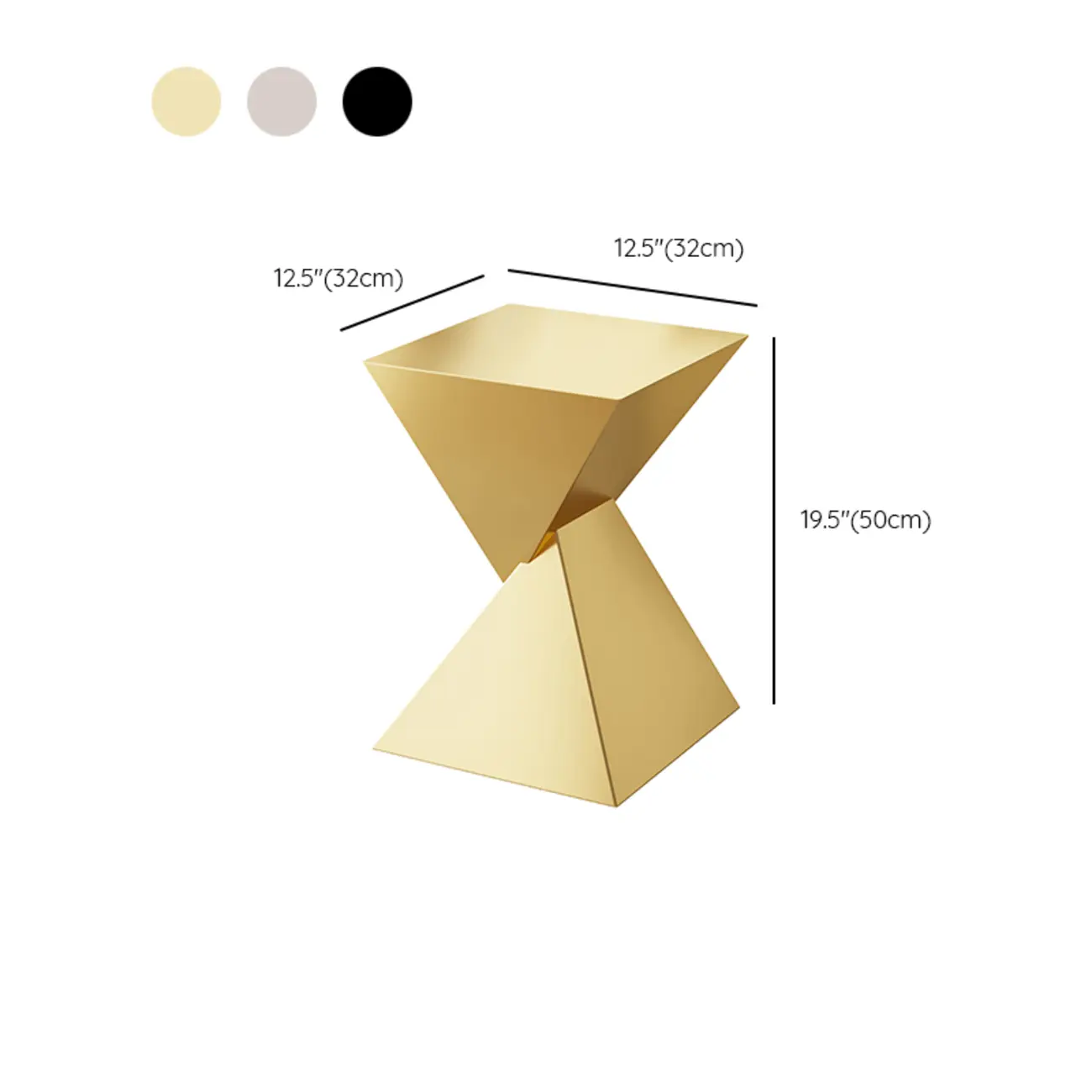 Living Room Black Iron Stone Twisted Side Table #size