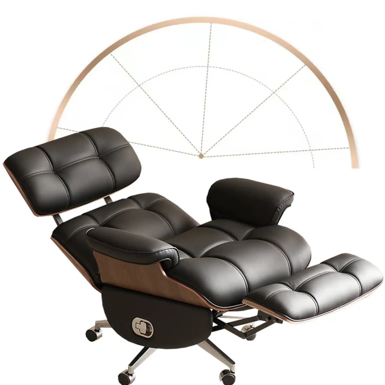 Tufted Brown Leather Recliner Massage Swivel Ergonomic Chair Image - 7 | homeyfad