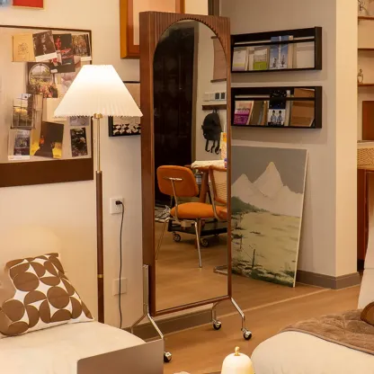 Vertical Wooden Closed Back 5-Shelf Mobile Bookcase Image - 6