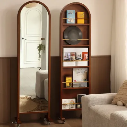 Vertical Wooden Closed Back 5-Shelf Mobile Bookcase Image - 7