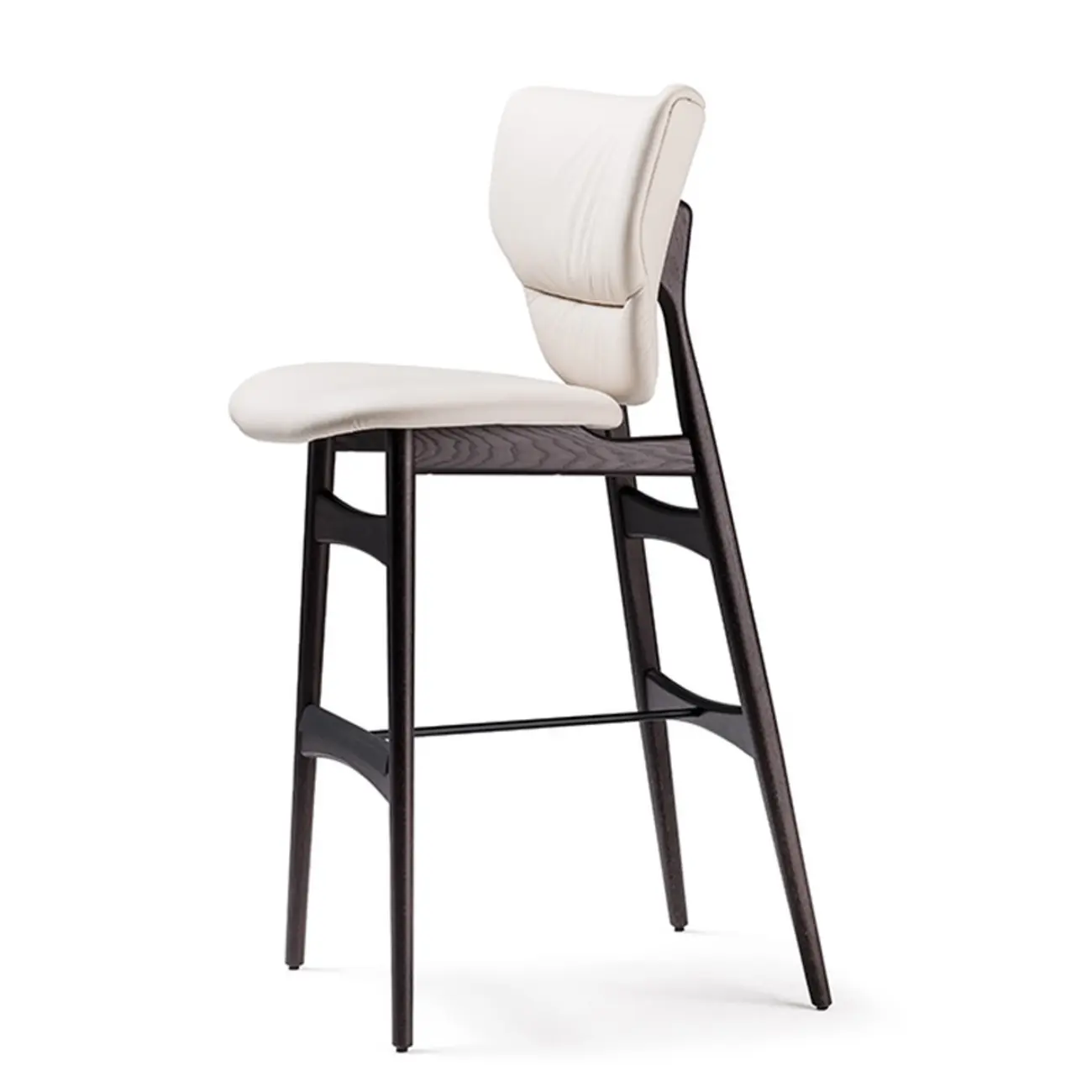 Full Grain Cowhide Leather Riding Seat Bar Stools with Back and Foot Platform Image - 3 | homeyfad