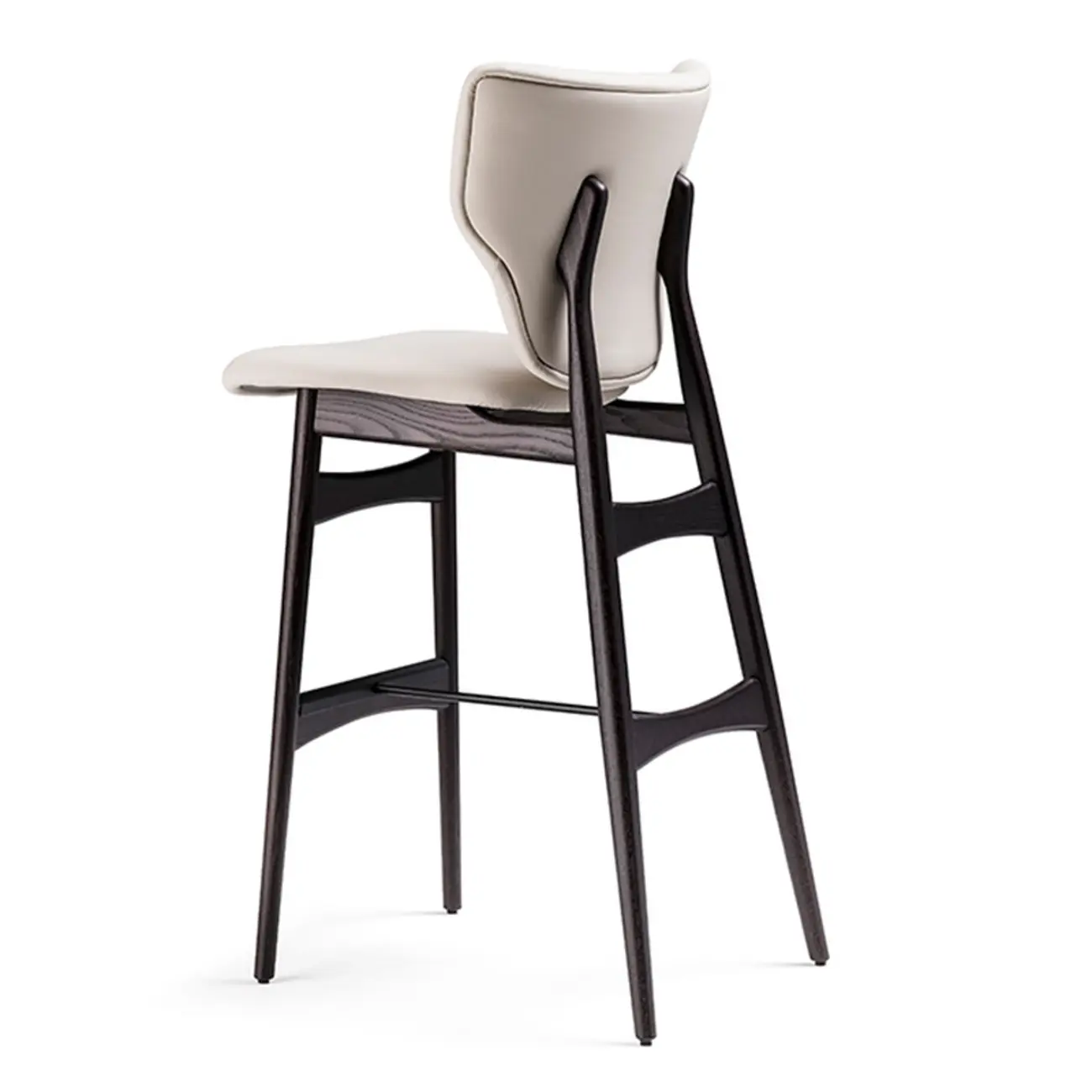 Full Grain Cowhide Leather Riding Seat Bar Stools with Back and Foot Platform Image - 4 | homeyfad