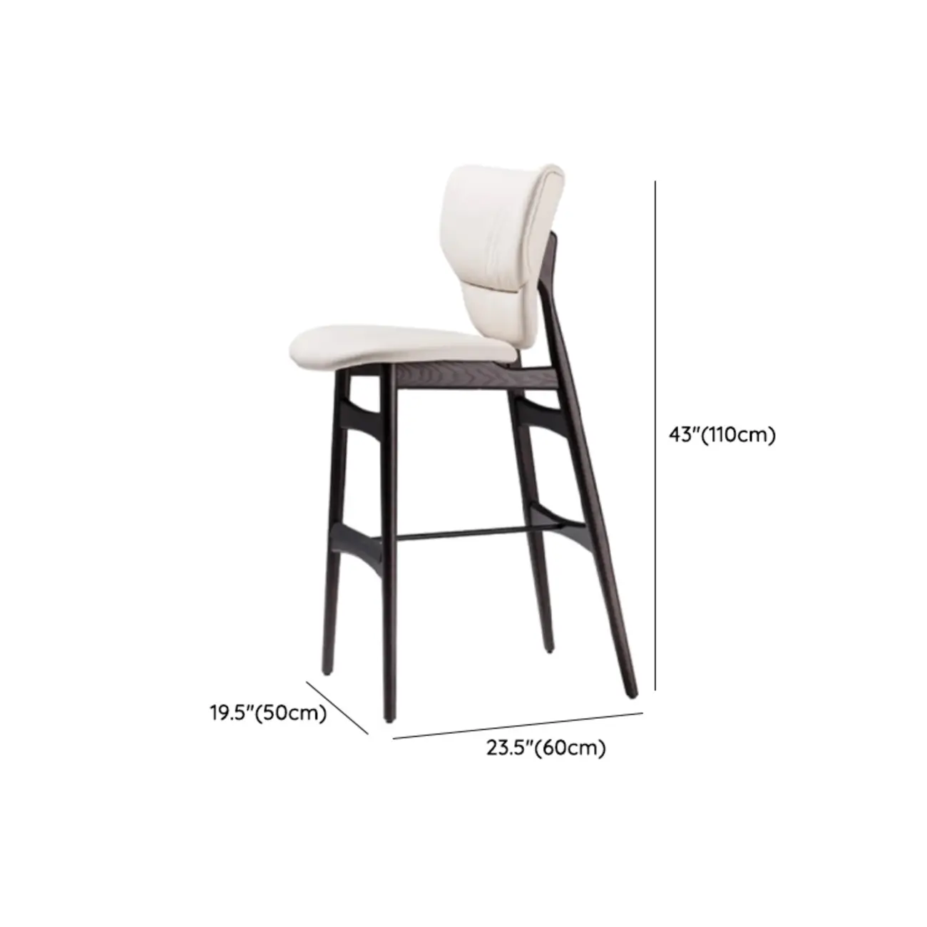 Full Grain Cowhide Leather Riding Seat Bar Stools with Back and Foot Platform #size | homeyfad