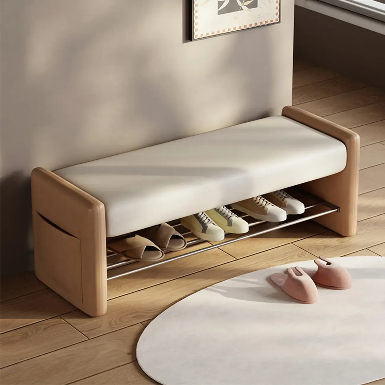 Contemporary Small Upholstered Setting Bench with Padded Seat | HomeyFad