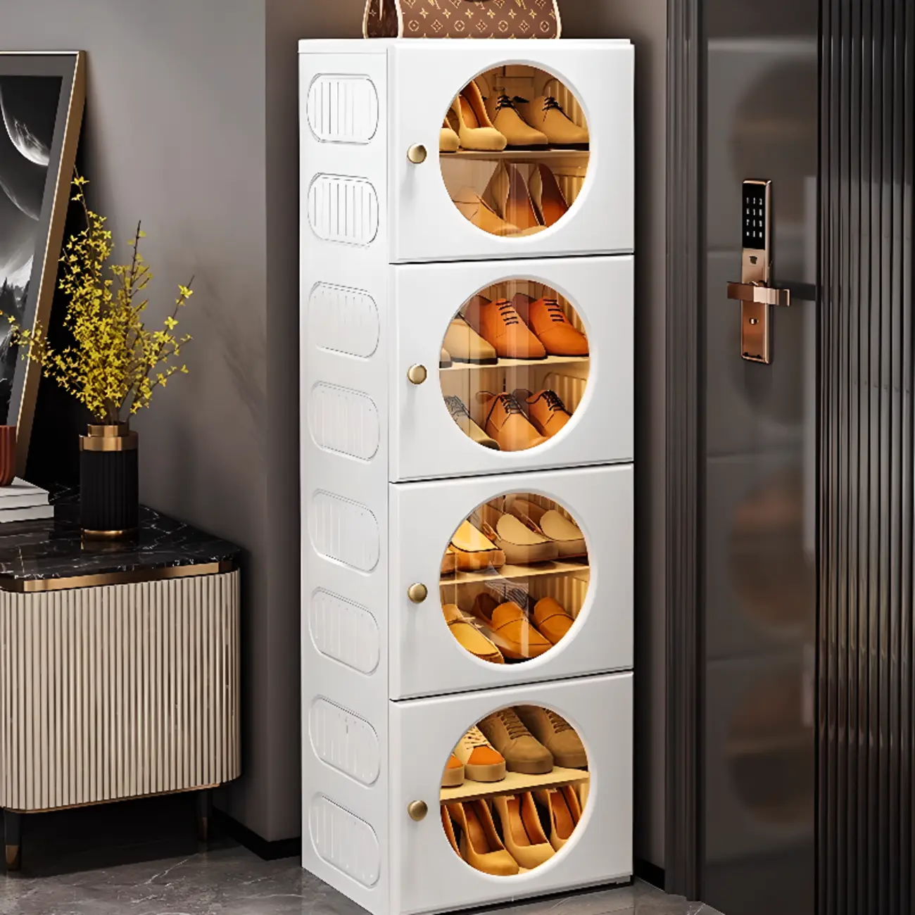 Space-efficient Modern Foldable White Plastic Shoe Cabinet Image - 1 | homeyfad