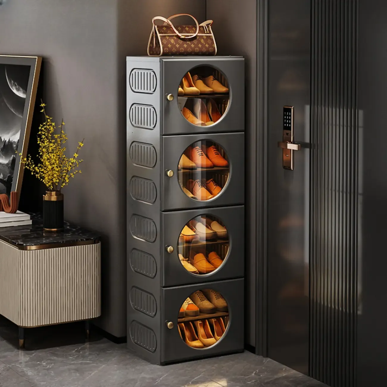 Space-efficient Modern Foldable White Plastic Shoe Cabinet Image - 2