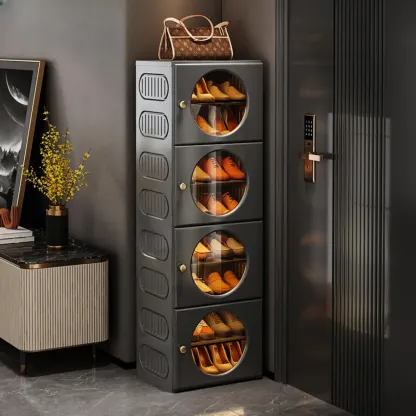 Space-efficient Modern Foldable White Plastic Shoe Cabinet Image - 2