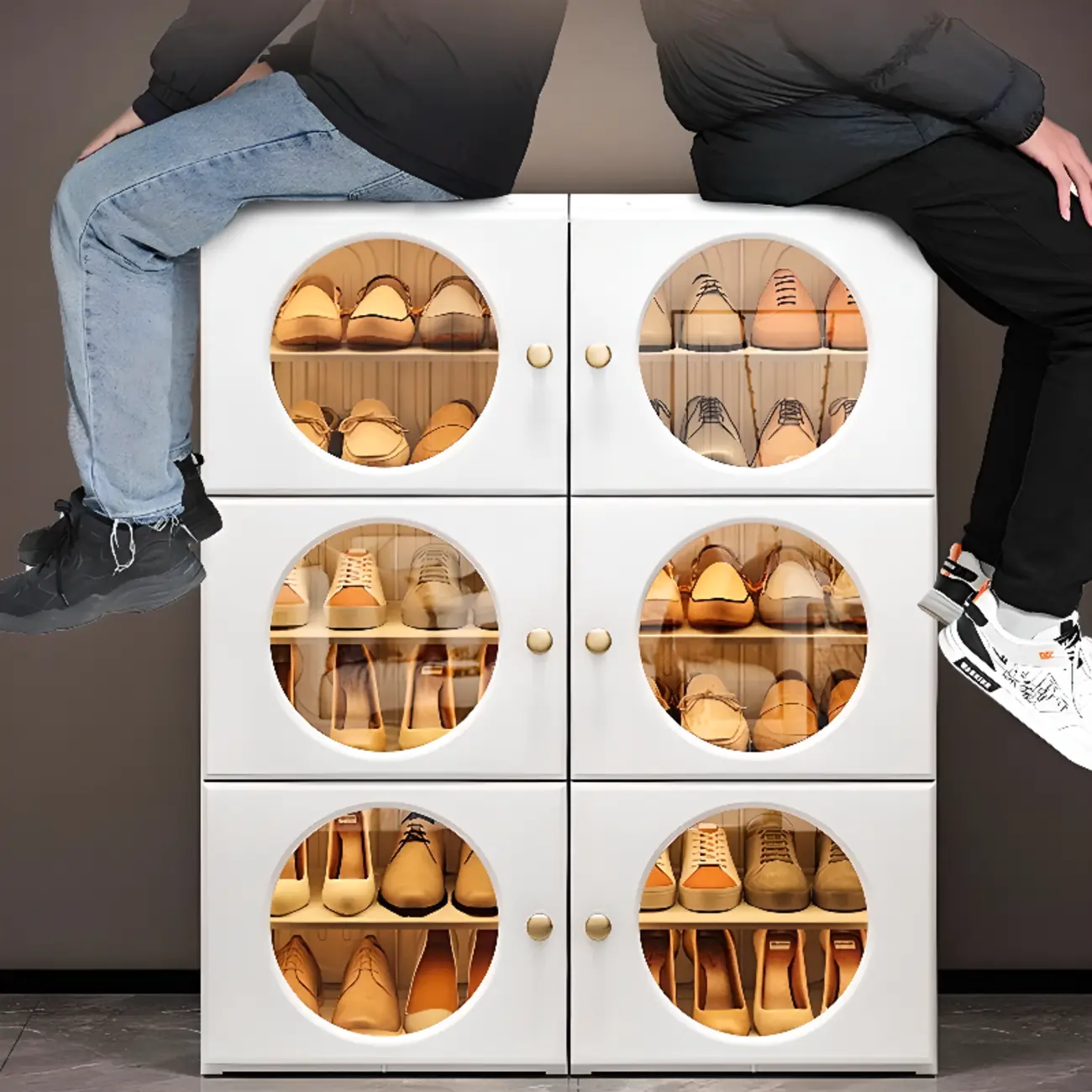 Space-efficient Modern Foldable White Plastic Shoe Cabinet Image - 5 | homeyfad