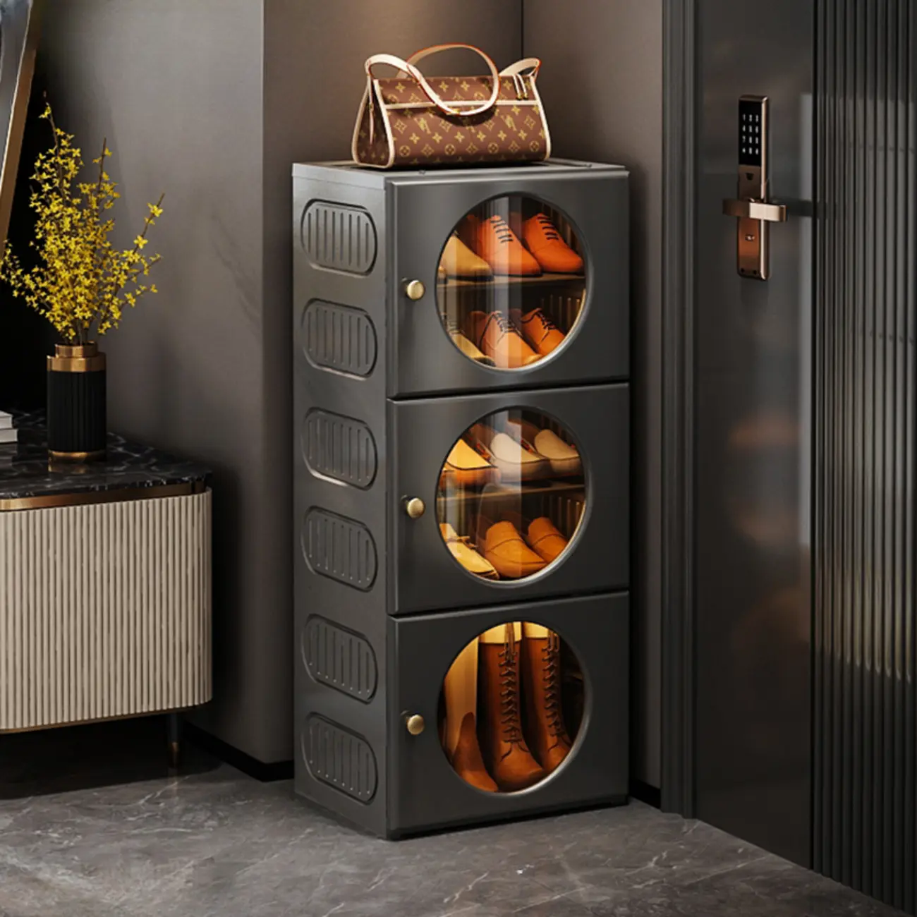 Space-efficient Modern Foldable White Plastic Shoe Cabinet Image - 6 | homeyfad