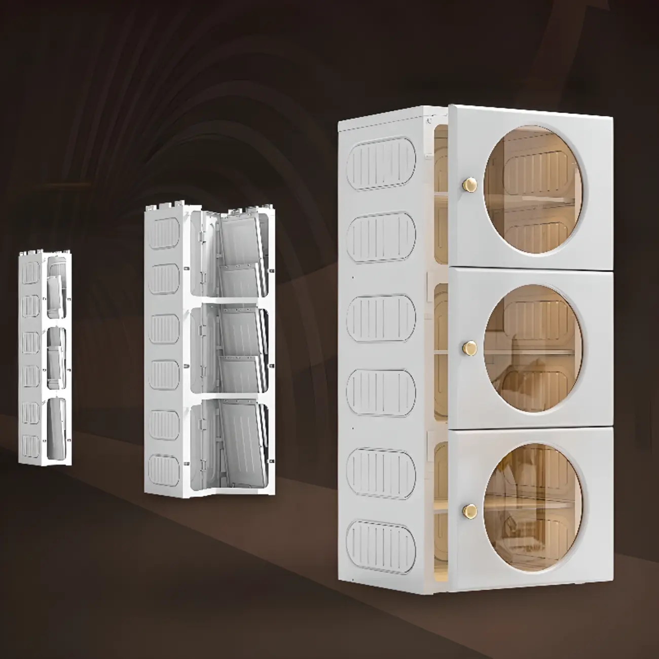 Space-efficient Modern Foldable White Plastic Shoe Cabinet Image - 8 | homeyfad