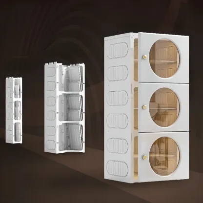 Space-efficient Modern Foldable White Plastic Shoe Cabinet Image - 8