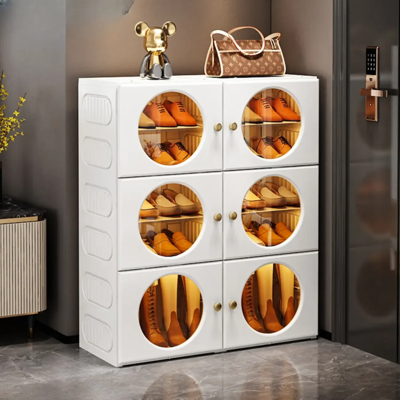 Space-efficient Modern Foldable White Plastic Shoe Cabinet Image - 11