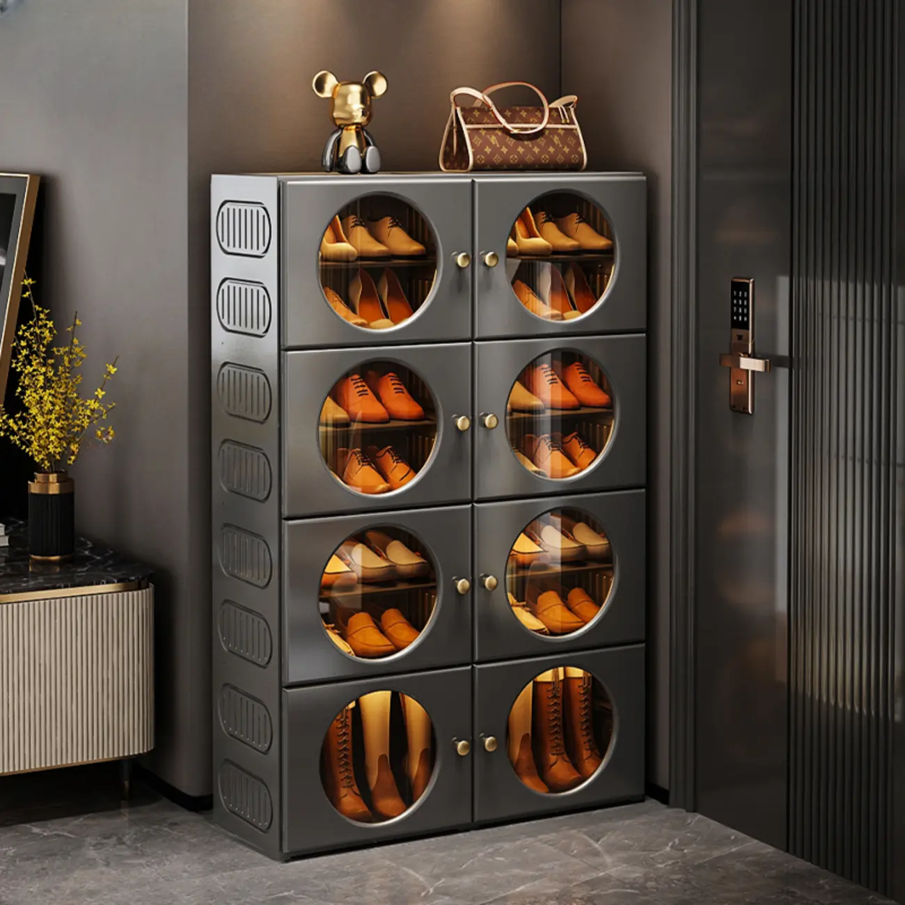 Space-efficient Modern Foldable White Plastic Shoe Cabinet Image - 12 | homeyfad