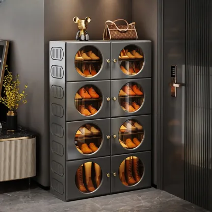 Space-efficient Modern Foldable White Plastic Shoe Cabinet Image - 12