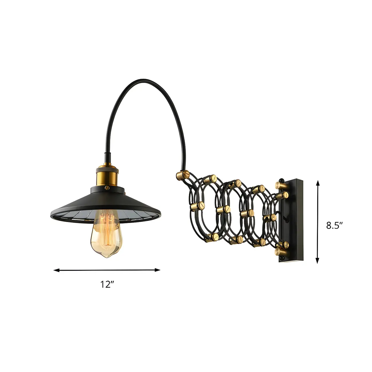 Industrial Black Brass Flexible Swing Arm Wall Light Image - 4 | homeyfad