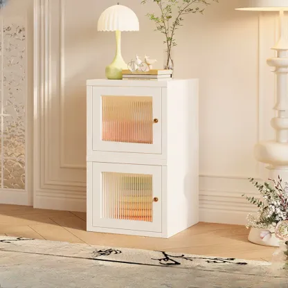 Modern Metal 2-Tier Closed Back Bookcase with Doors Image - 14