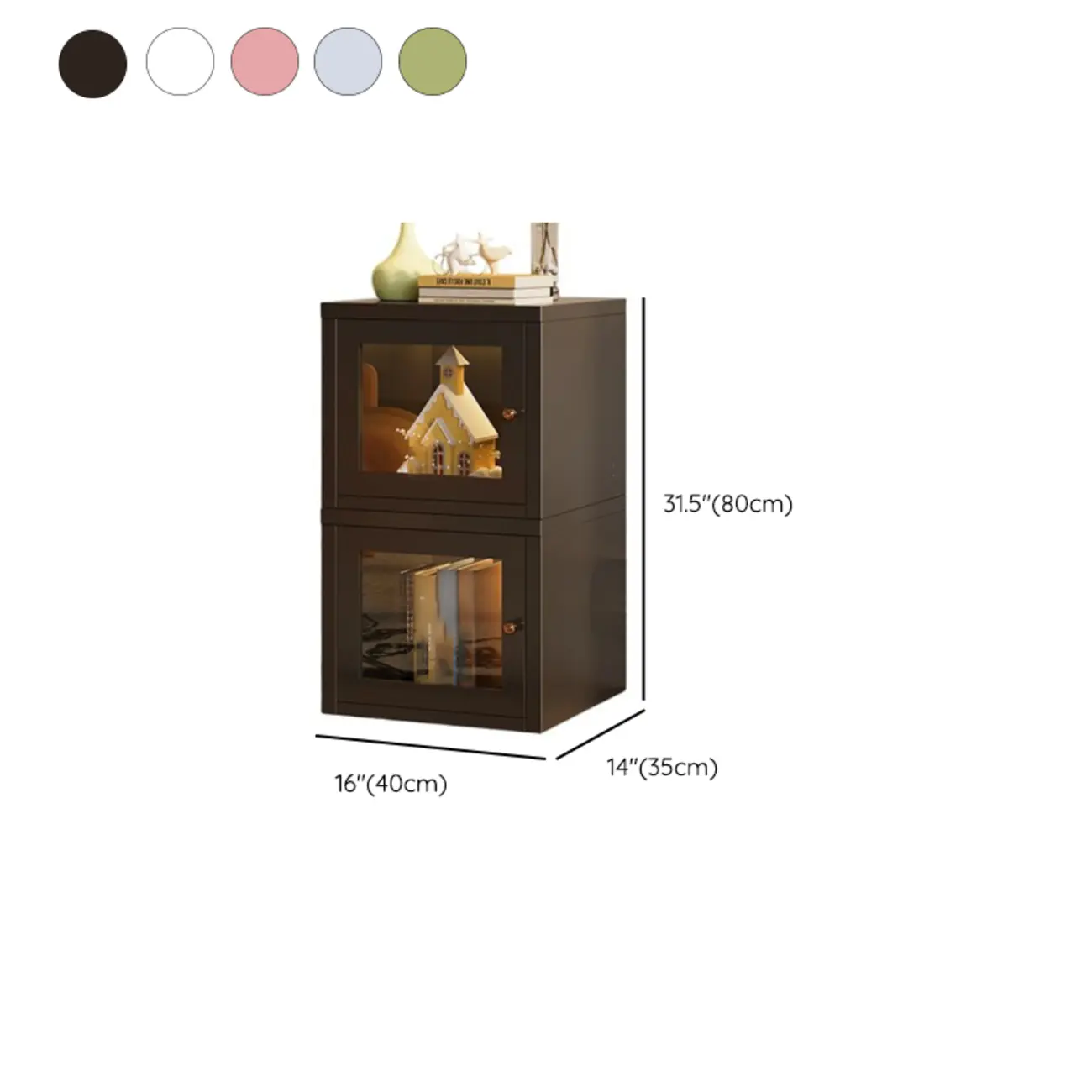 Modern Metal 2-Tier Closed Back Bookcase with Doors Image - 28 | homeyfad