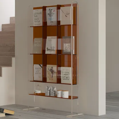 Vertical Acrylic 4-Shelf Closed Back Display Bookcase